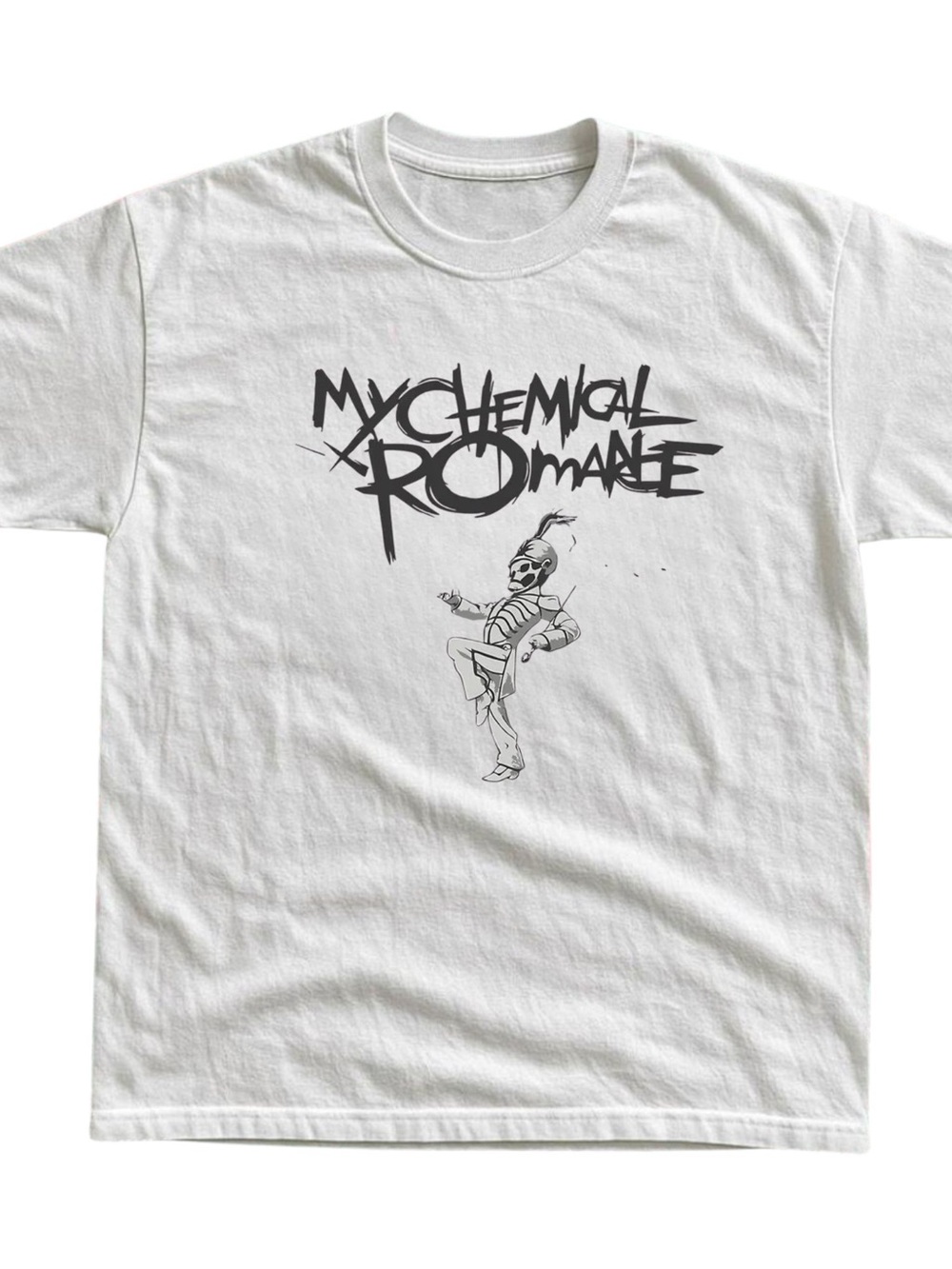 Gildan White Short Sleeve Tee with Black My Chemical Romance Graphic